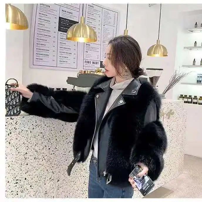 Women’s Luxe Moto Fur Jacket