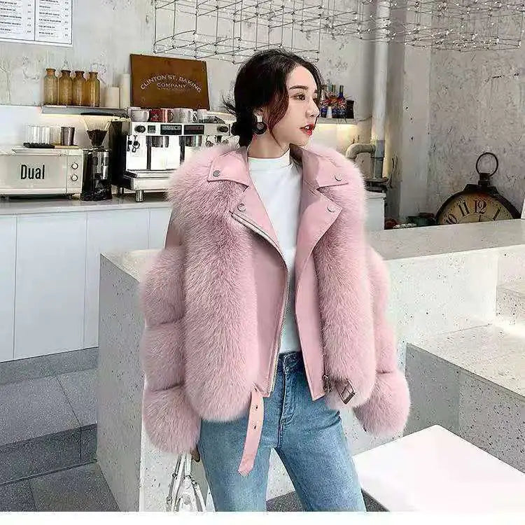 Women’s Luxe Moto Fur Jacket