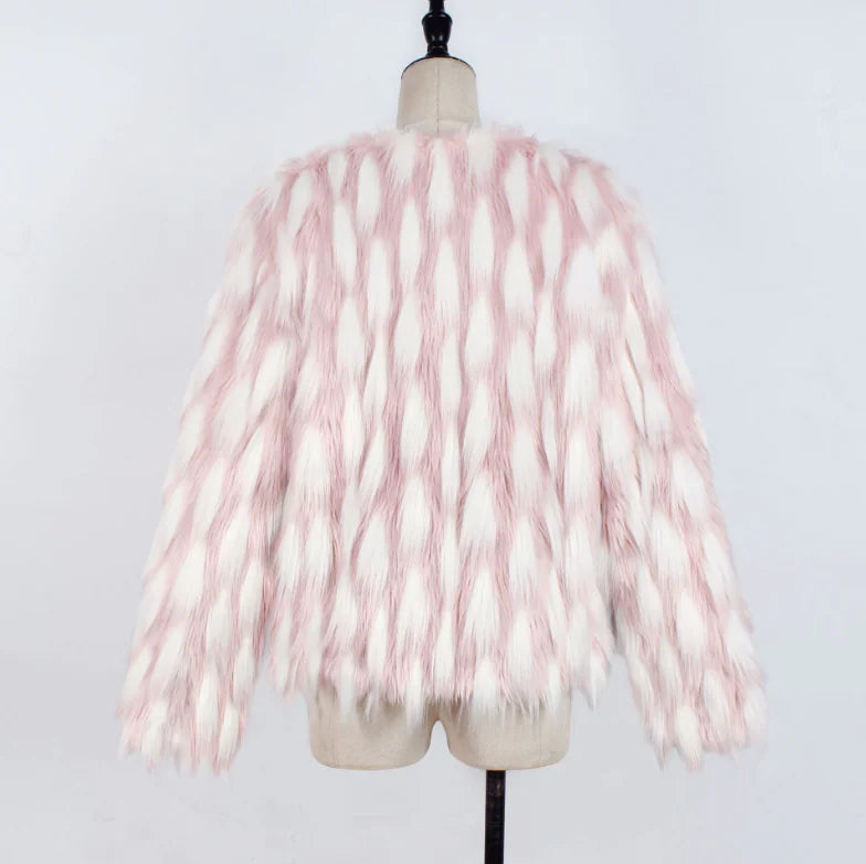 Women’s Chic Pink Fur Coat