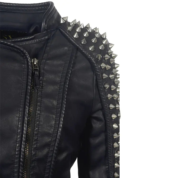 Women’s Spiked Leather Rebel Jacket