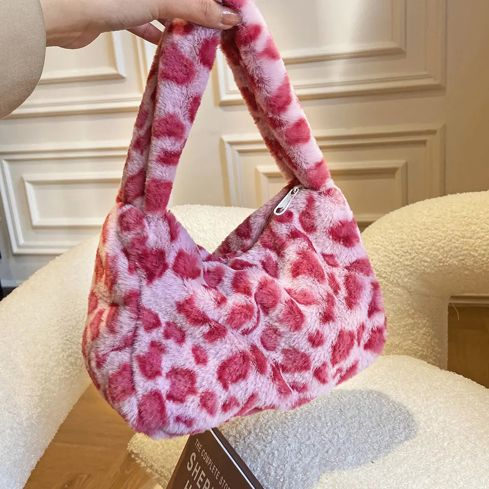 Plush Leopard Handbag
