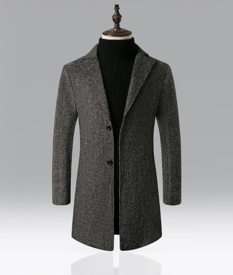 Men's Mid-Length Wool Trench Coat