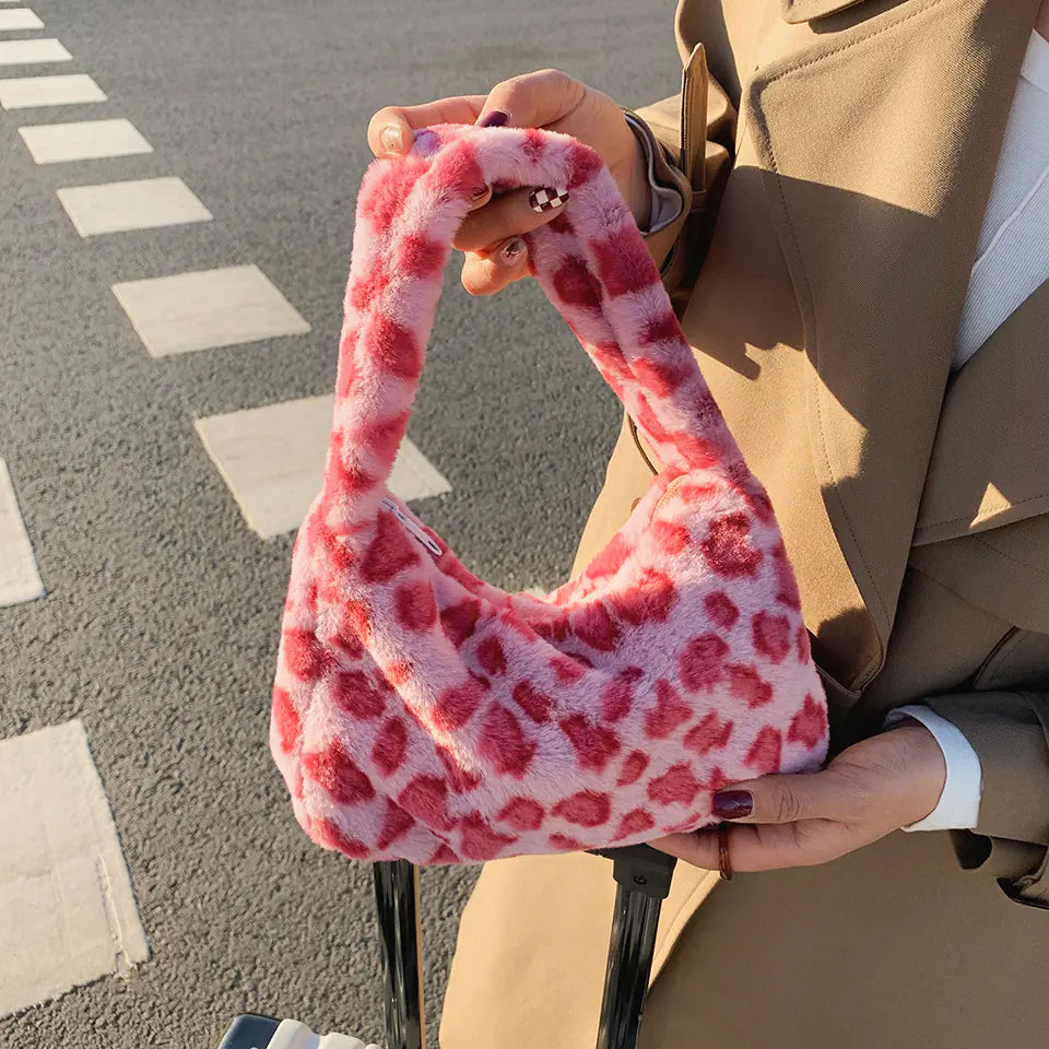 Plush Leopard Handbag
