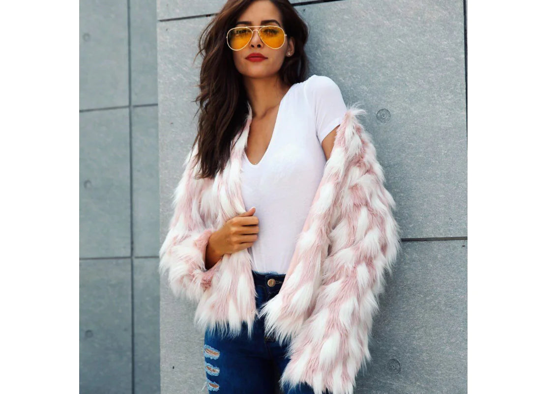 Women’s Chic Pink Fur Coat