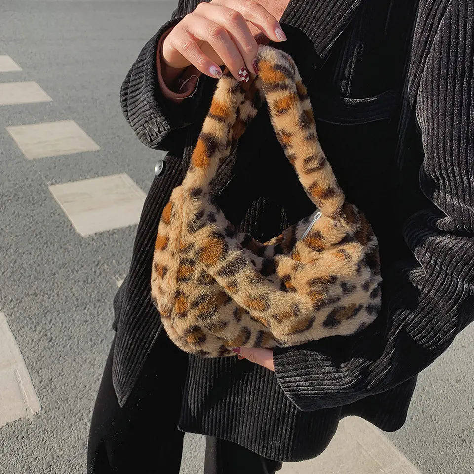 Plush Leopard Handbag