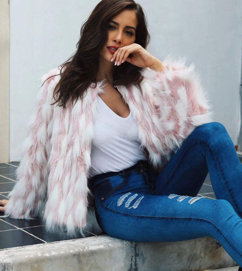 Women’s Chic Pink Fur Coat