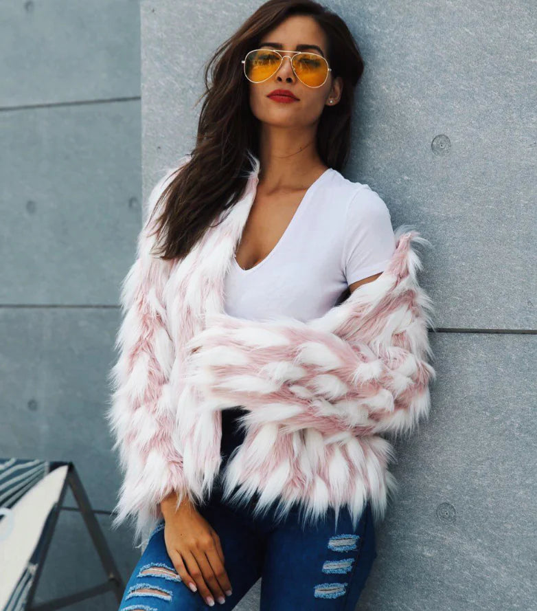 Women’s Chic Pink Fur Coat