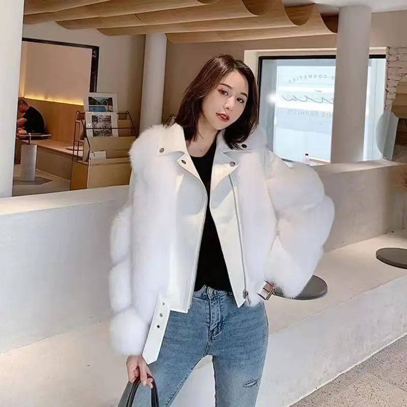 Women’s Luxe Moto Fur Jacket
