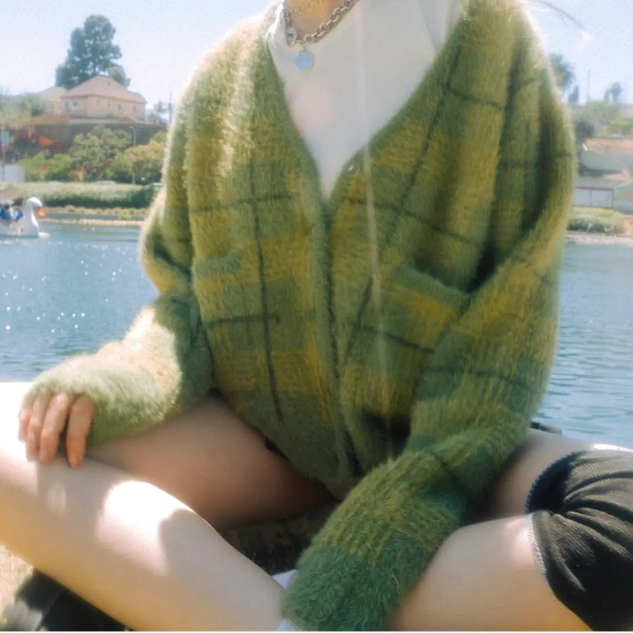 Women's Plaid Sweater Cardigan