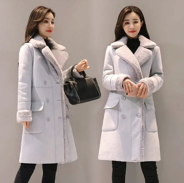 Women’s Pink Velvet Mid-Length Coat