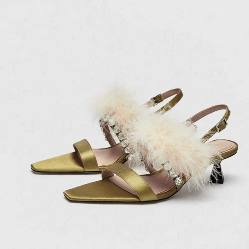 Satin Charm Sandals