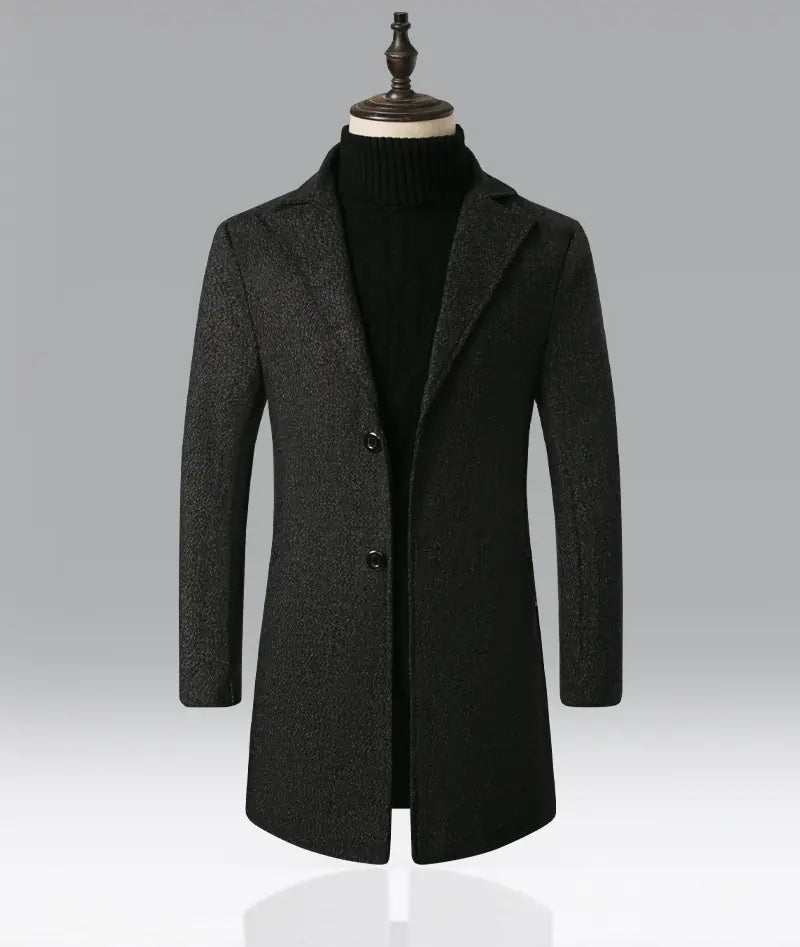 Men's Mid-Length Wool Trench Coat