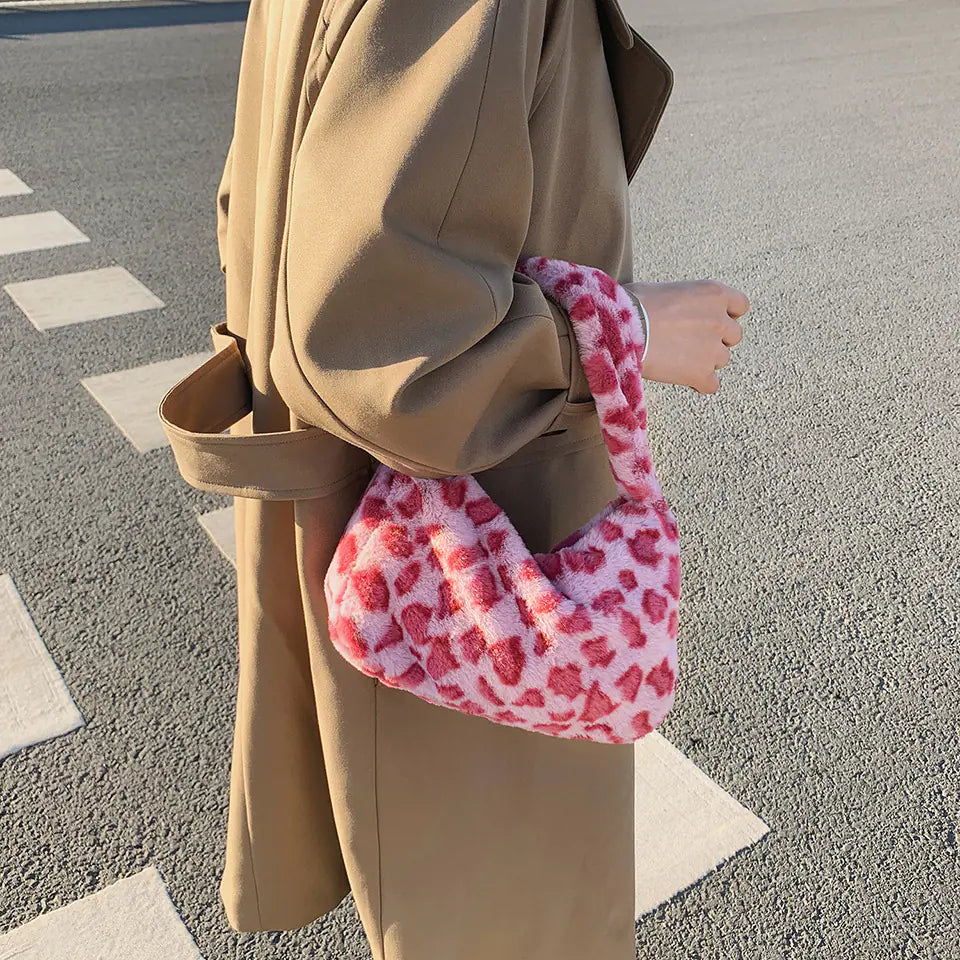 Plush Leopard Handbag
