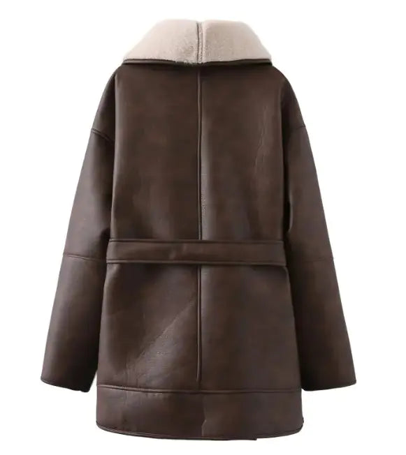 Women’s Fur Collar Belted Coat