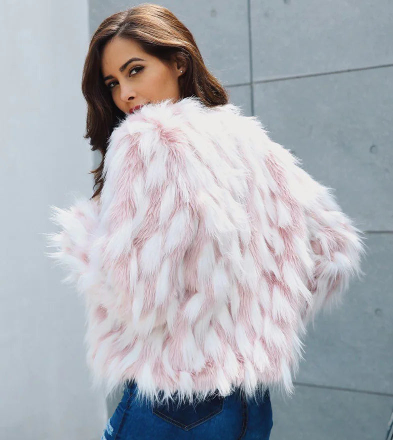 Women’s Chic Pink Fur Coat