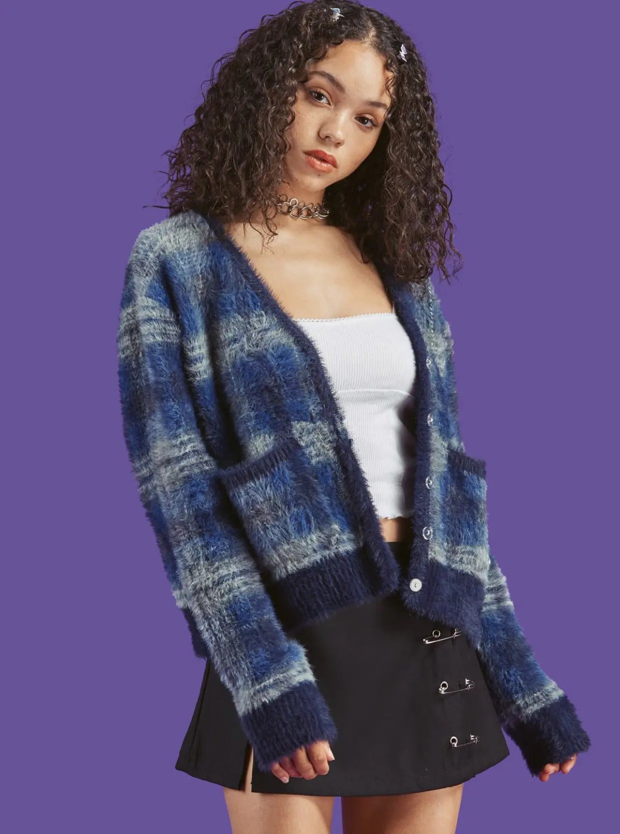 Women's Plaid Sweater Cardigan