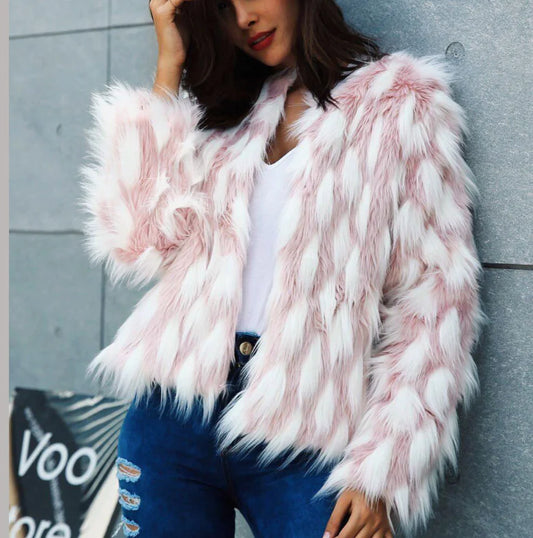 Women’s Chic Pink Fur Coat