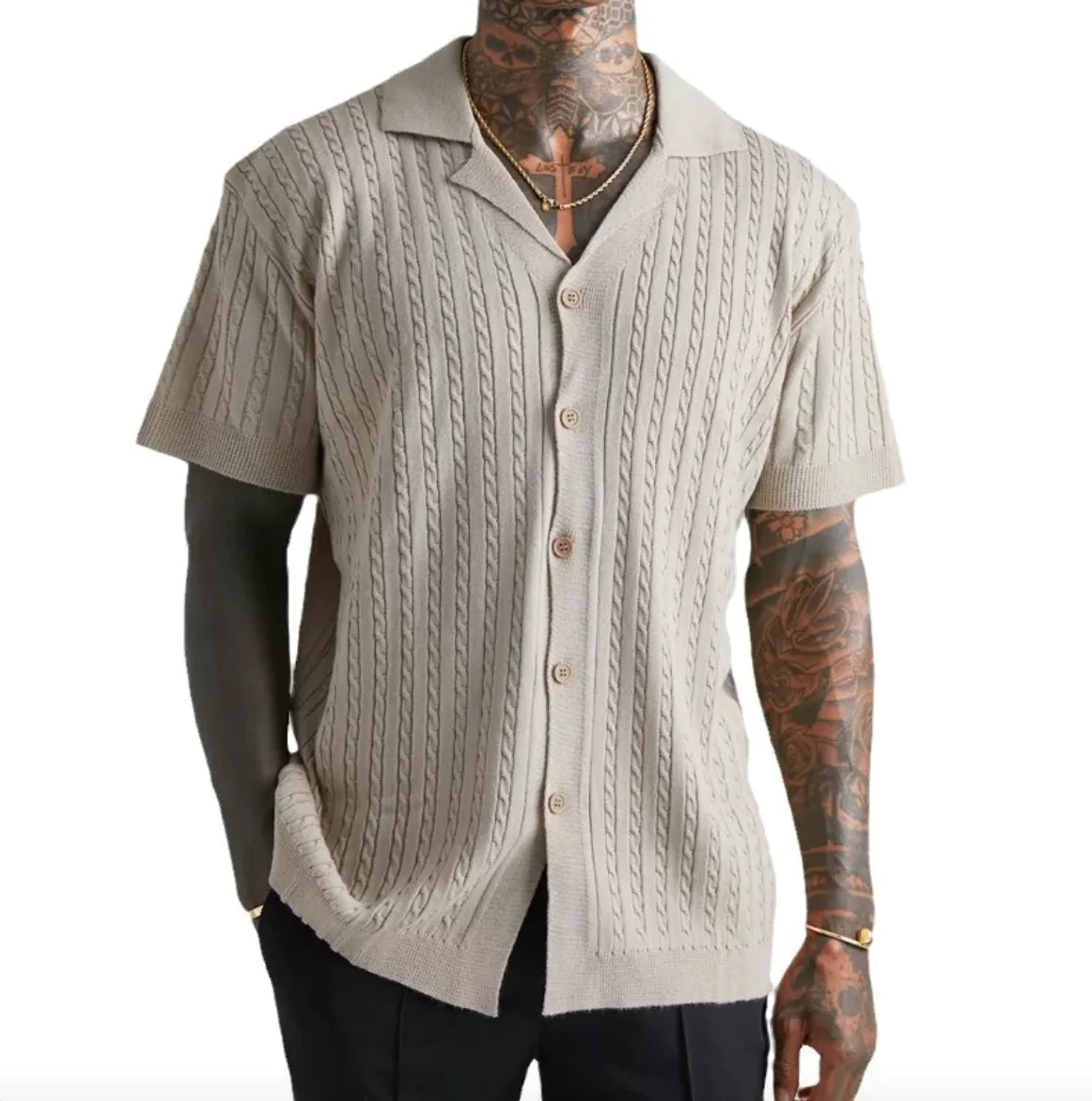 Men’s Knit Button-Up Shirt