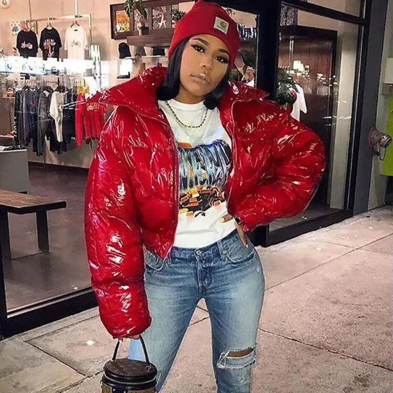 Women’s Leather Bubble Coat