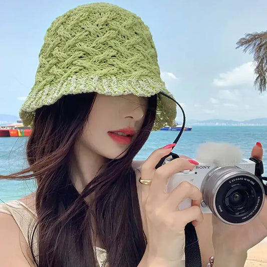 Hollow Straw Bucket Hat