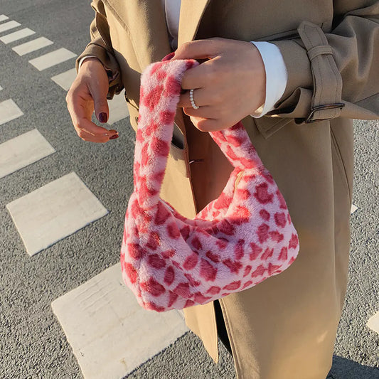 Plush Leopard Handbag