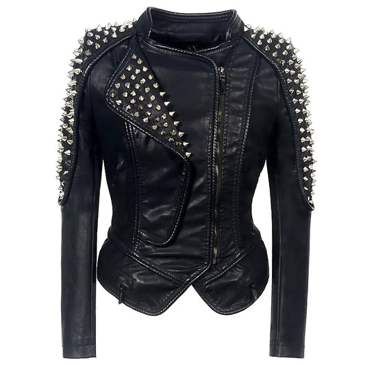 Women’s Spiked Leather Rebel Jacket