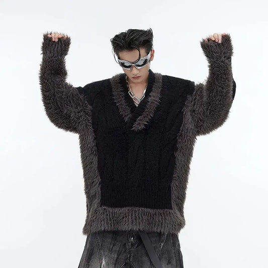 Men’s Plush Patchwork Sweater