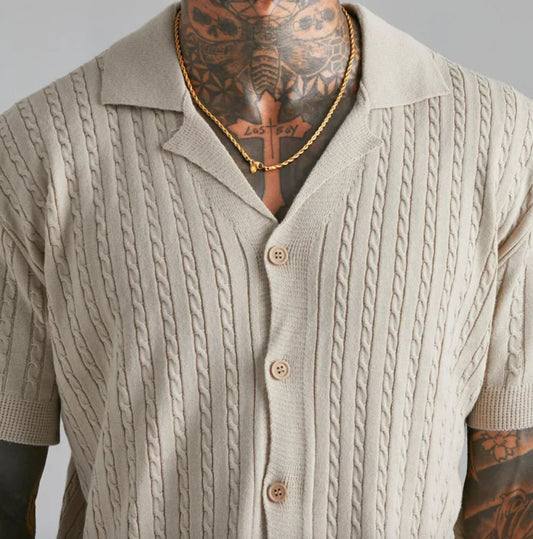 Men’s Knit Button-Up Shirt