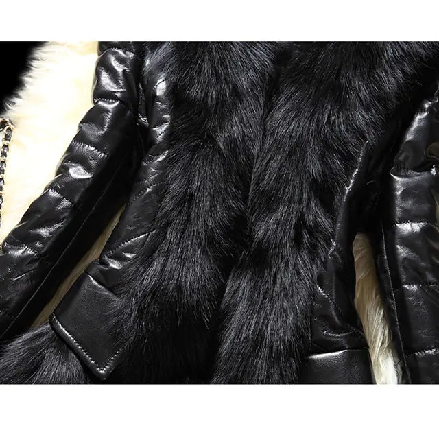 Women’s Faux Fur Collar Leather Jacket